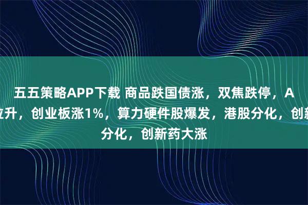 五五策略APP下载 商品跌国债涨,双焦跌停,A股午后拉升,创业板涨1%,算力硬件股爆发,港股分化,创新药大涨